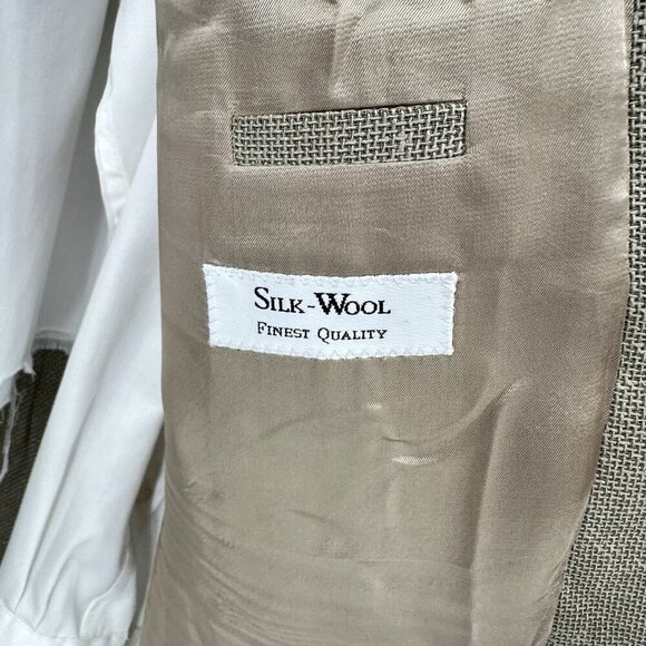 vintage 90s HUGO BOSS VINCENTE jacket blazer sport coat wool silk beige 42L - Picture 7 of 10